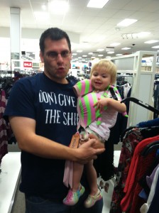 Matt shops for swimsuits with his little girl.  